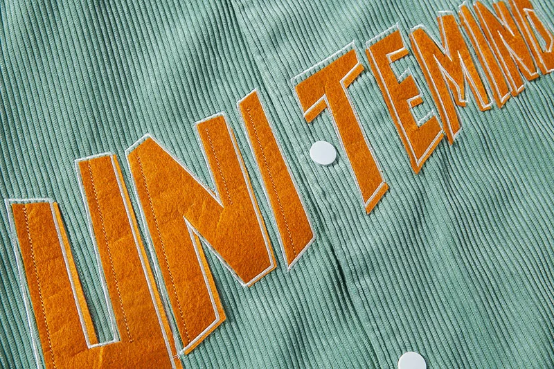 

Corduroy Baseball uniform Men and women Letter Embroidery New jacket Couple Streetwear College style Loose Bomber Coat Tops 2021