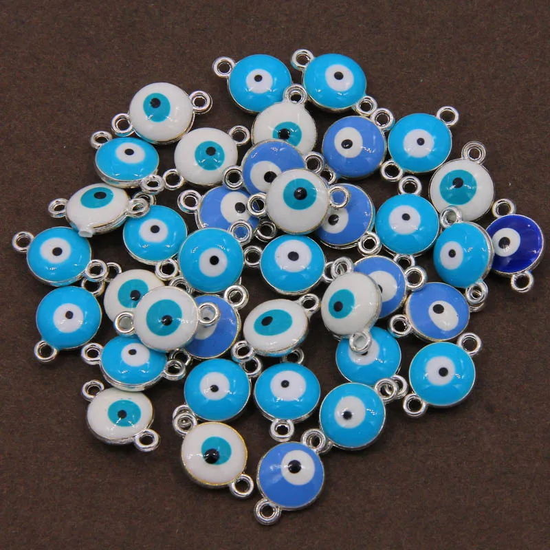 

20pcs/lot Evil Eye Beads Double Connectors Jewelry Accessories Fit For Diy Evil Eye Anklet Bracelet Necklaces Pendants