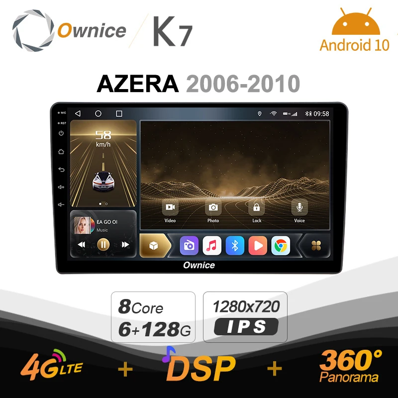 

Автомобильное радио K7 Ownice, 6G + 128G, Android 10,0, для Hyundai AZERA 2006-2010, мультимедиа, аудио, 4G LTE, GPS, Navi 360, BT 5,0, Carplay