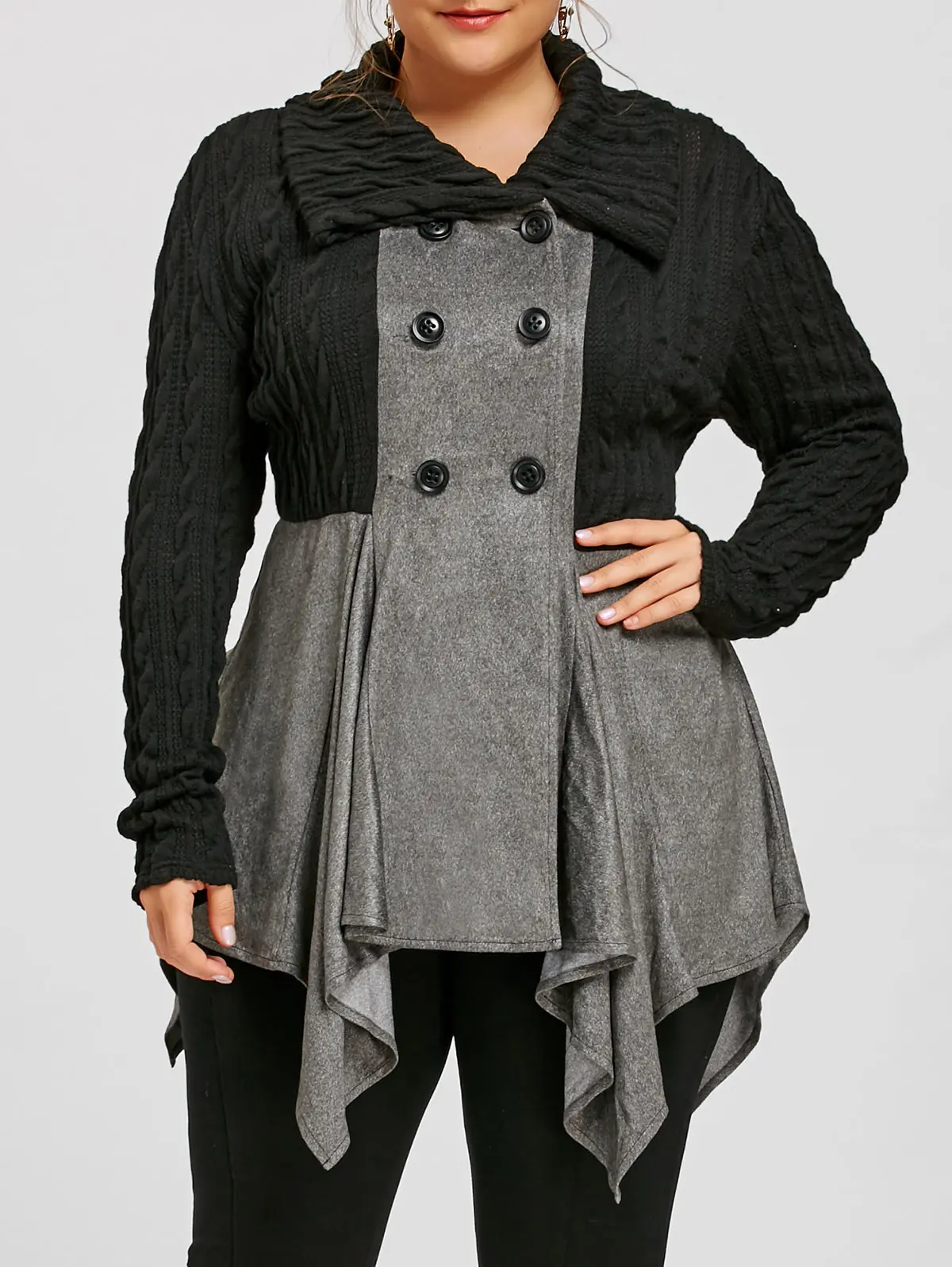 Женский модный женский свитер большого размера плюс на пуговицах пальто