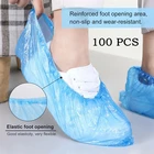 100 шт. водонепроницаемые крышки для обуви, одноразовый пластиковый толстый наружный дождливый дневной ковер, полезное быстрое покрытие, синее Горячее предложение