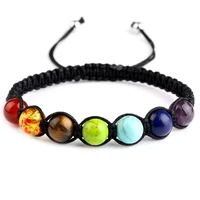 7 chakra natural stone beads bracelet healing yoga reiki prayer balance beads adjustable handmade jewelry for women men