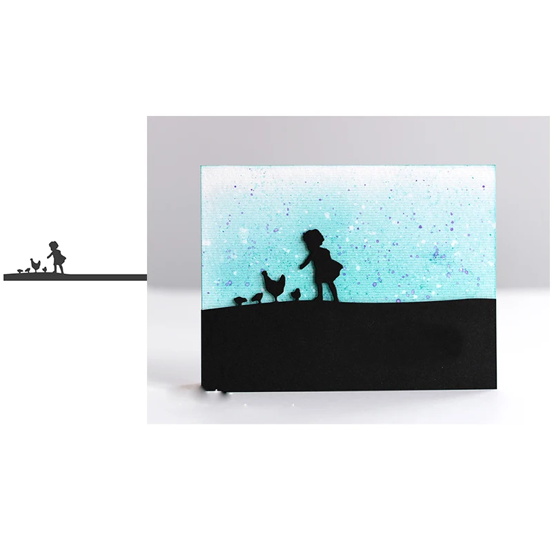 Металлические режущие штампы панорама Пасхальная девочка рамка кролика высечка