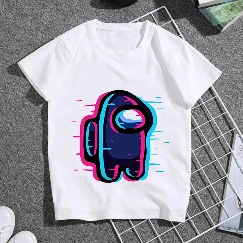 

Summer among Us game T Shirt Kids Cartoon Space Werewolf Killing Brawl Space kill t-shirt Funny for Girls Child Children Tops