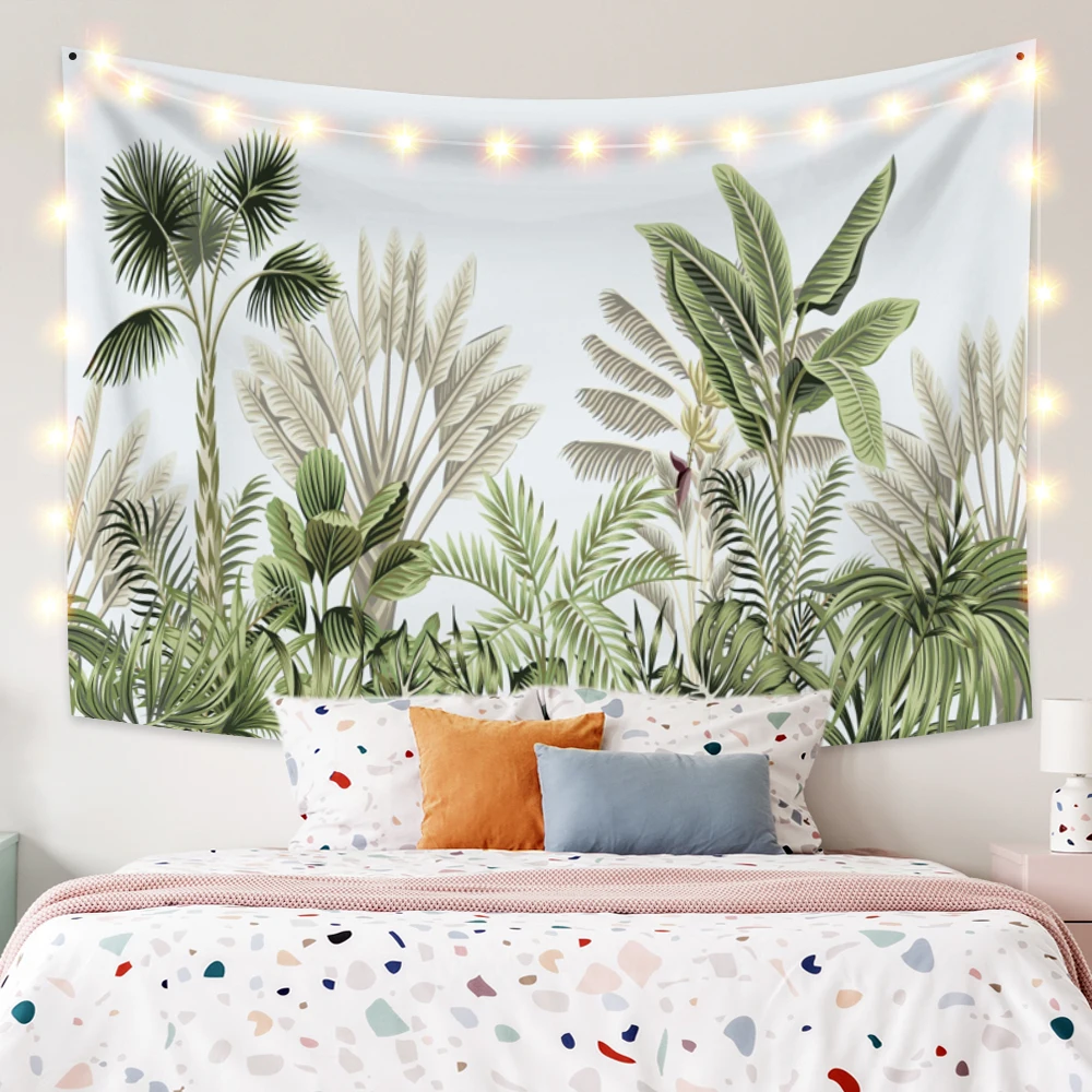 

Tropical Plant Tapestry Jungle Plantain Palm Tree Fashion Wall Hanging Bedroom Dorm Boho Summer Party Decor Picnic Beach Mat