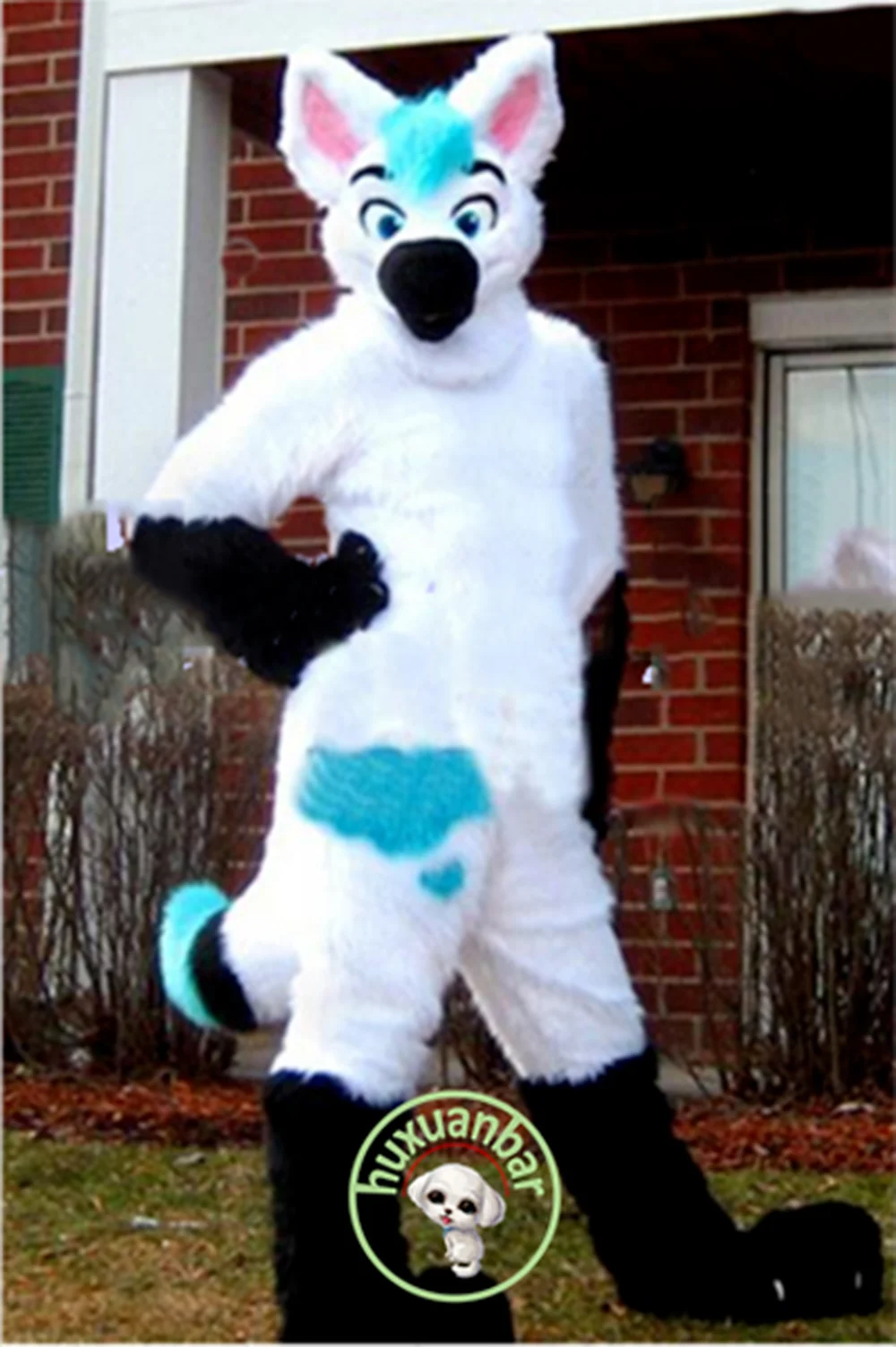 Костюм Хаски из длинного белого меха для Хэллоуина костюм-маскарадный костюм