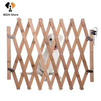 retractable pet gate outdoor folding cat dog barrier fence wooden expandable puppy kitten sliding door pet safety supplies