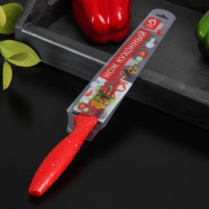 Нож с антиналипающим покрытием Доляна Зефир для овощей цвет красный