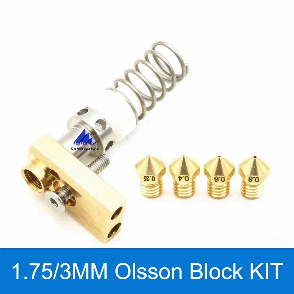 

3D Printer Upgrade UM2+ 2 + UM2 Extended+ Olsson Block Nozzle Hot end Kit for 1.75/3mm filament Heater block Whole Price