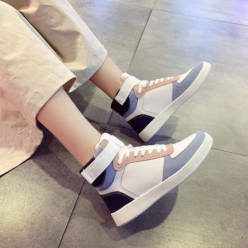 Новый дизайн модные радужные блестящие высокие женские кроссовки яркие удобные