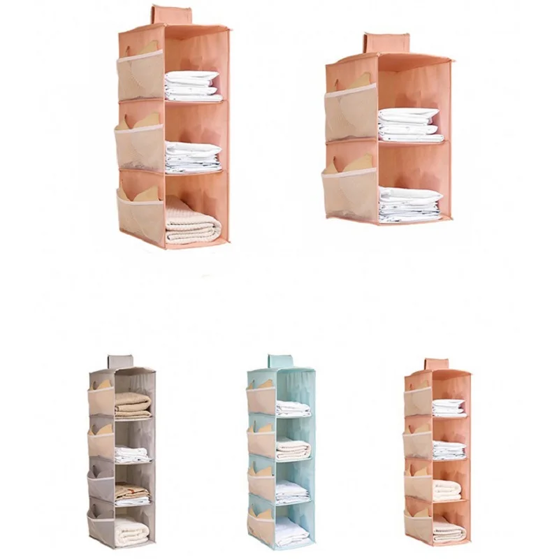

Multi-layer Foldable Wardrobe Storage Bag 2/3/4 Tier Storage Bag Clothes Inner Hanger Organizer Books Sundries Storage Bag