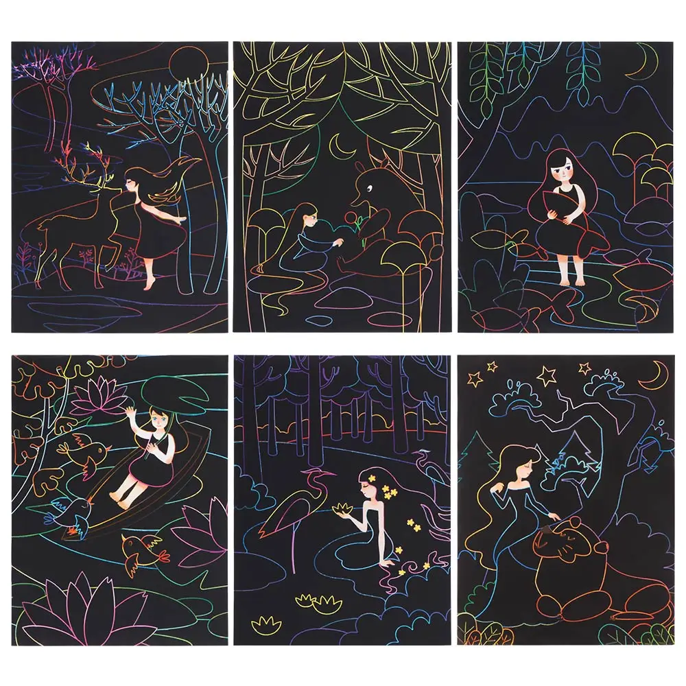 Набор из бумаги с радугой и царапинами сделай сам живопись тема принцессы