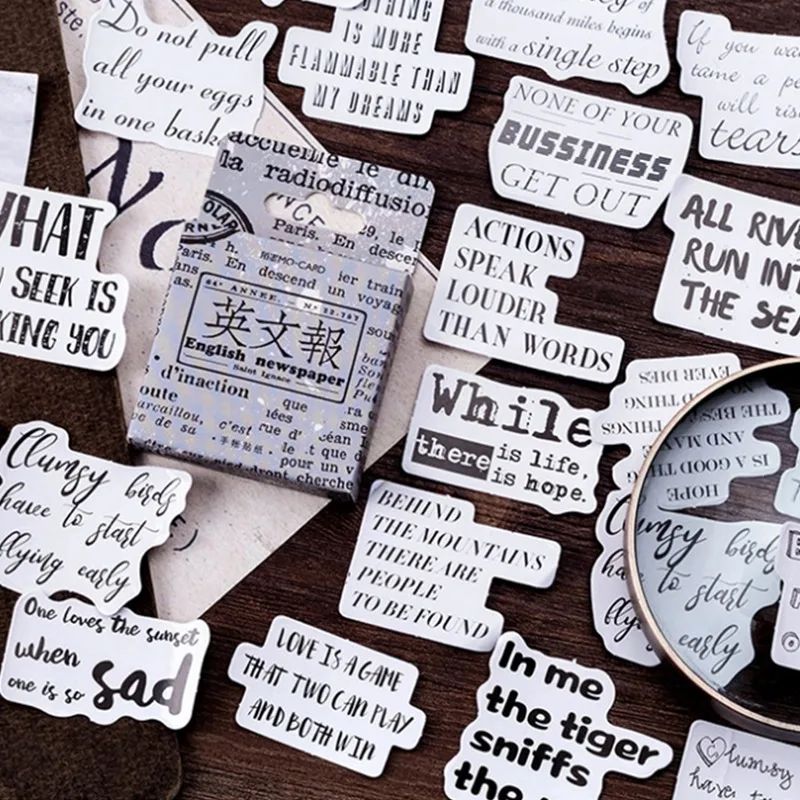 Наклейки бумажные декоративные на английском языке 46 шт. | Компьютеры и офис