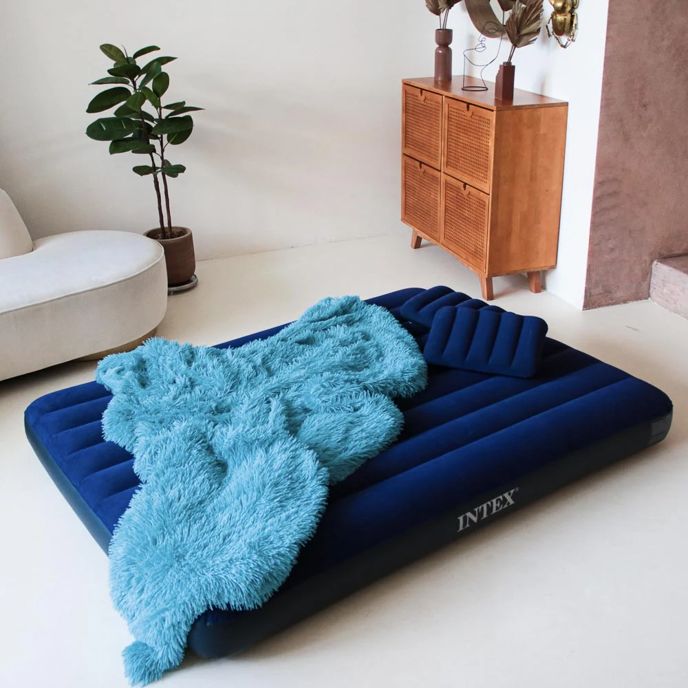 Кровать надувная INTEX Classic downy Квин FIBER-TECH ручной насос 2 подушки 152х203х25 см |