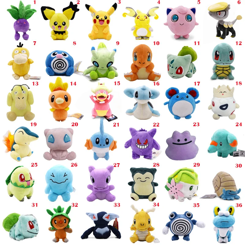 36 стилей Аниме Кукла Пикачу Poliwag Бульбазавр, чармандер Lapras Snorlax чучела Peluche Плюшевые игрушки Рождественский подарок для детей