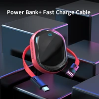 power bank led display portable charger powerbank mirro surface bank power10000mah slim bank for iphone12 huawei samsung