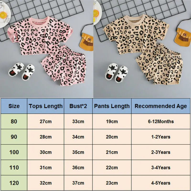 От 1 до 5 лет детский комплект одежды для девочек леопардовая футболка с короткими