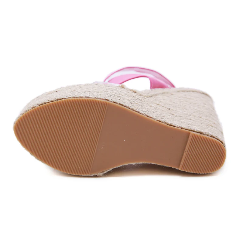 2019 г. Летние женские прозрачные босоножки на высоком каблуке 15 см танкетке с