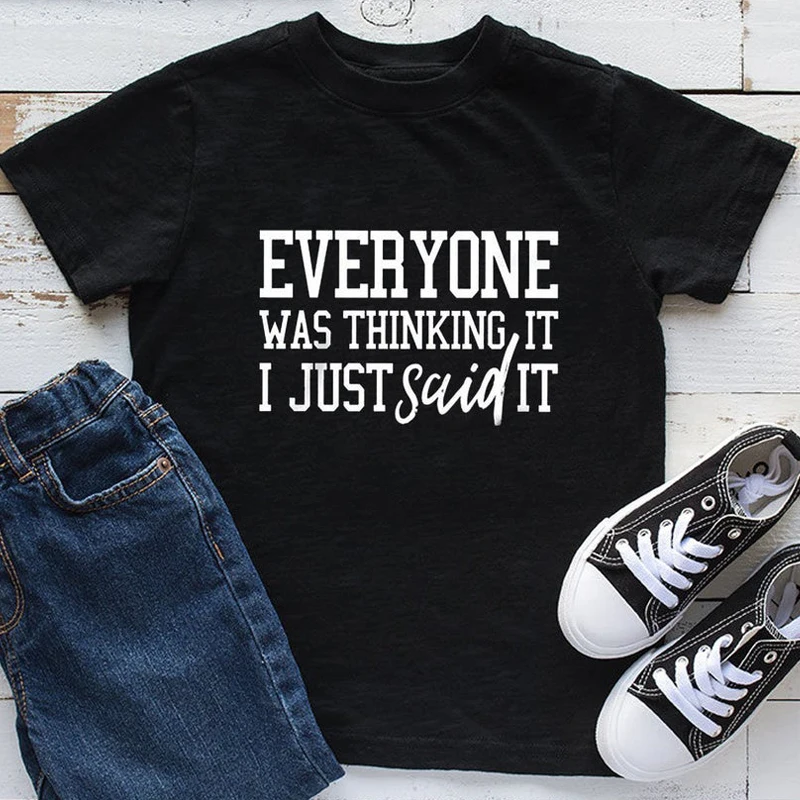 

Все думая, что я только что сказал, что это футболка саркастический Hipster гранж футболка на каждый день для женщин короткий рукав лозунг Tumblr т...