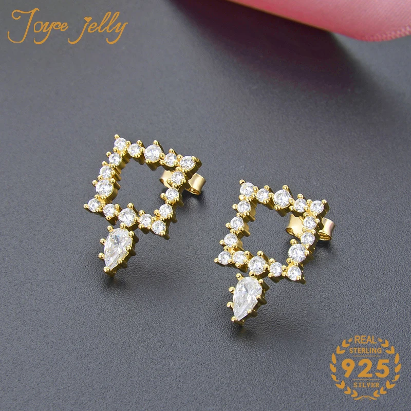 

JoyceJelly Модные женские сережки серебряные 925 ювелирные изделия золотого цвета квадратные 16,5*10,7 мм Серьги для женщин Свадебные подарки 2021