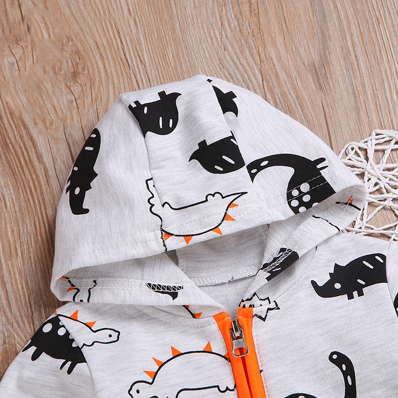 Весенне осенний комбинезон для новорожденных Детский с капюшоном и рисунком