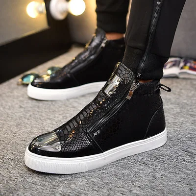 

shoes board High upper for men's shoes autumn and winter short boots serpent side zipper popular boys' board 2021 Walking shoes