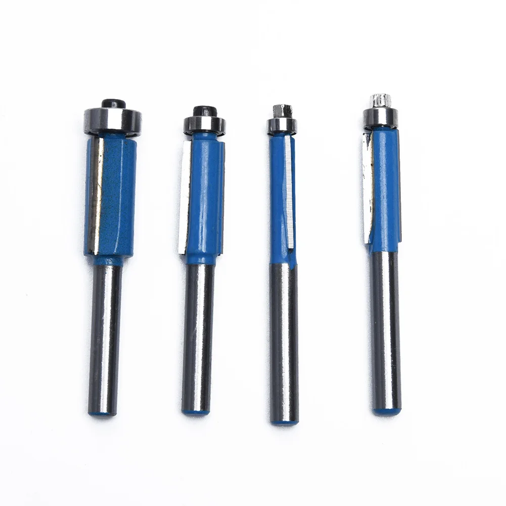 

Wood Edge Cutting End Dual Flute Bearing Cutter Bit Tool Flush Trim Router6.35mm