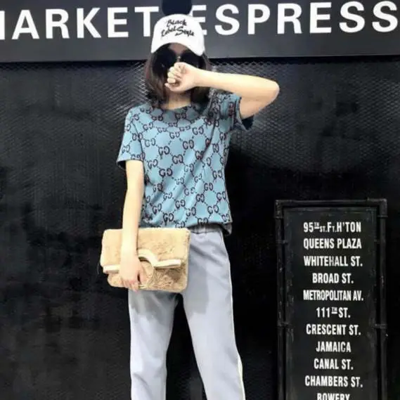 

Large print short sleeve T-shirt women's loose net red top fashion new Korean style in 2021