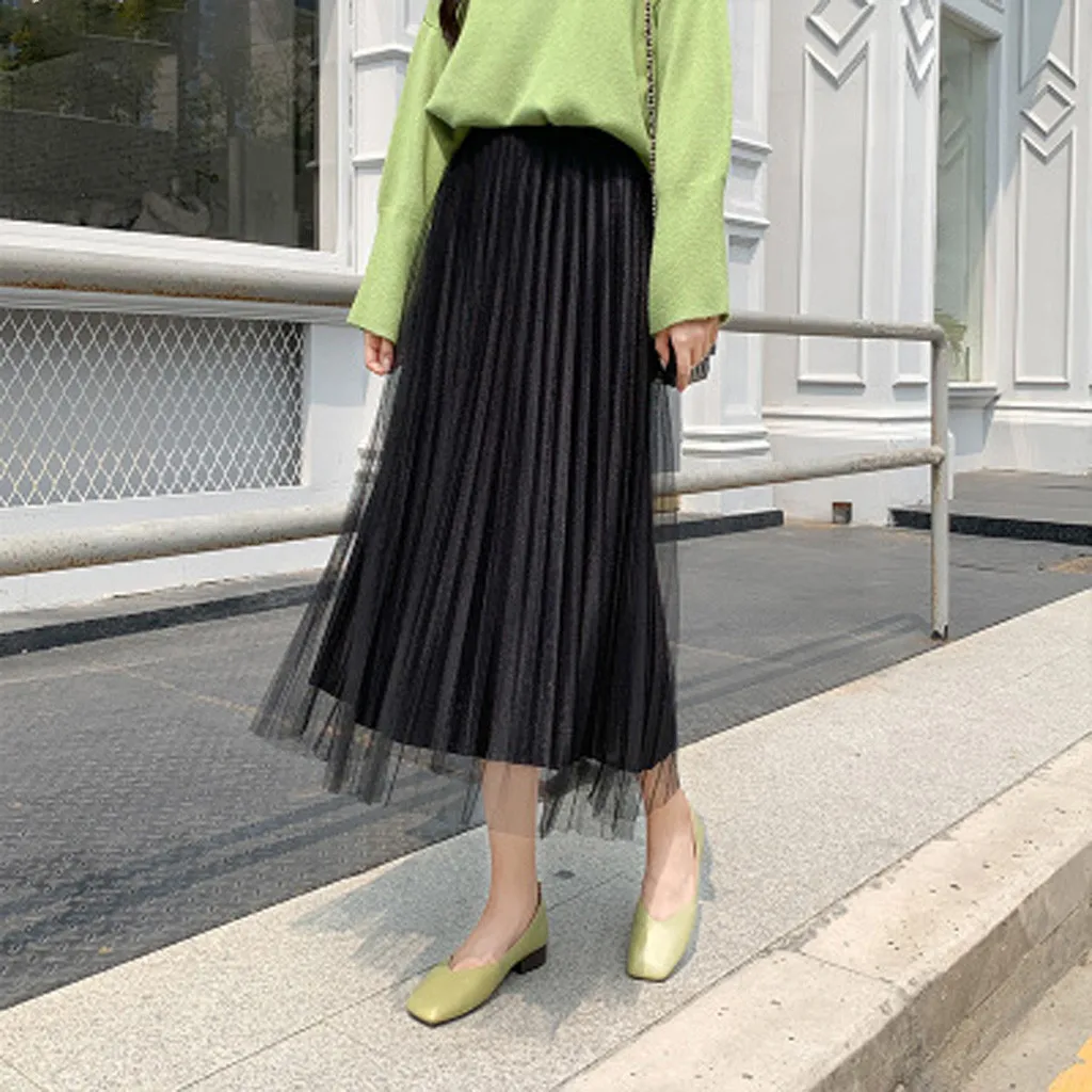 Плиссированная юбка для женщин модная золотистая бархатная с высокой талией