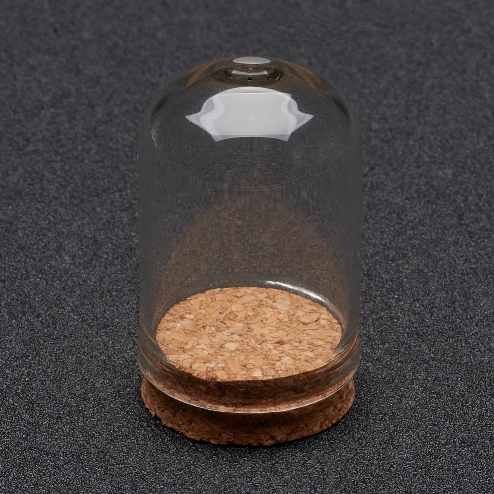 

10PCS Glass Dome Cloche Cover Bell Jar with Cork Base For Doll House Container 36.5x22mm For DIY