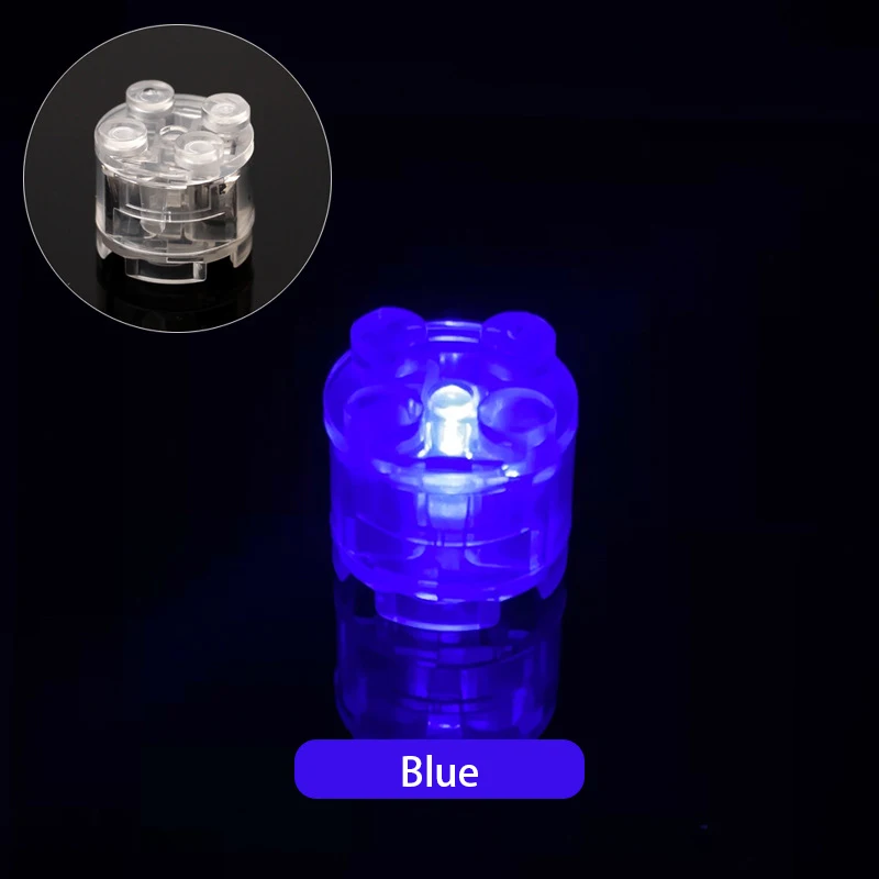 6 шт. синих светодиодных игровых блоков 2x2 круглой формы с вспышками, сборка дорог MOC, классический подарок, город.