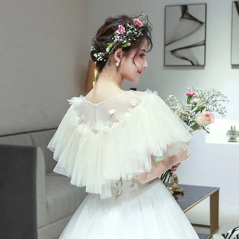 JaneVini Элегантный легкий кремовый цвет свадебная накидка и шаль аппликации