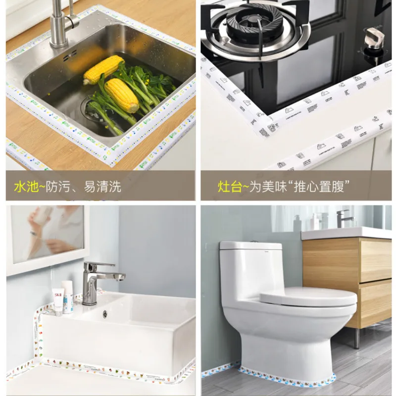 

Kitchen Sink Waterproof Sticker Anti-mold Waterproof Tape Bathroom Countertop Toilet Gap Self-adhesive Seam Stickers