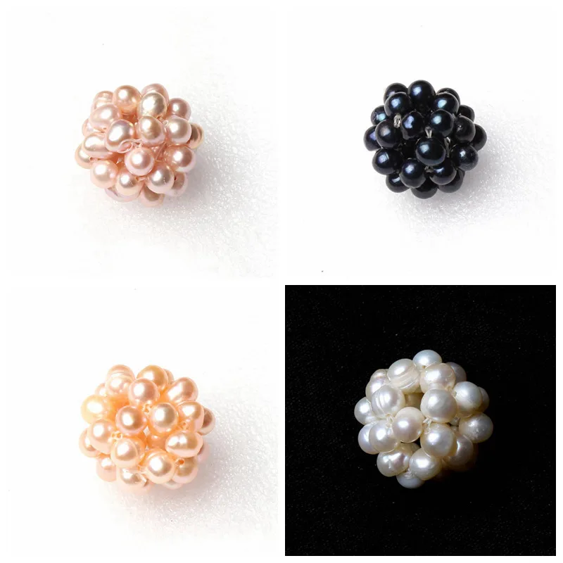 

Natural Freshwater Pearl 4-5mm Oval Shape Handwoven Hollow Ball DIY Creative Jewellery Making z30