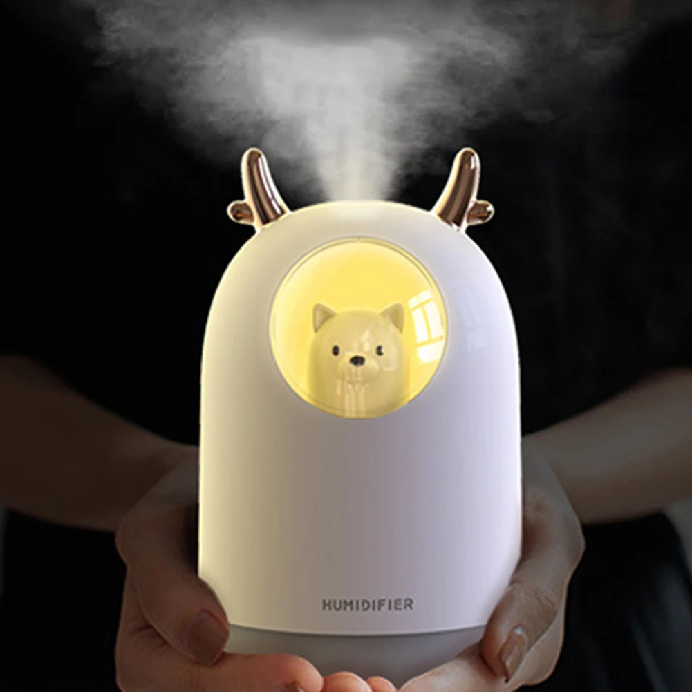 300ml Deer USB Portable Home Office Car LED Light Ultrasonic Cool Mist Lamp Humidifier Diffuser can deeply moisturizing | Красота и