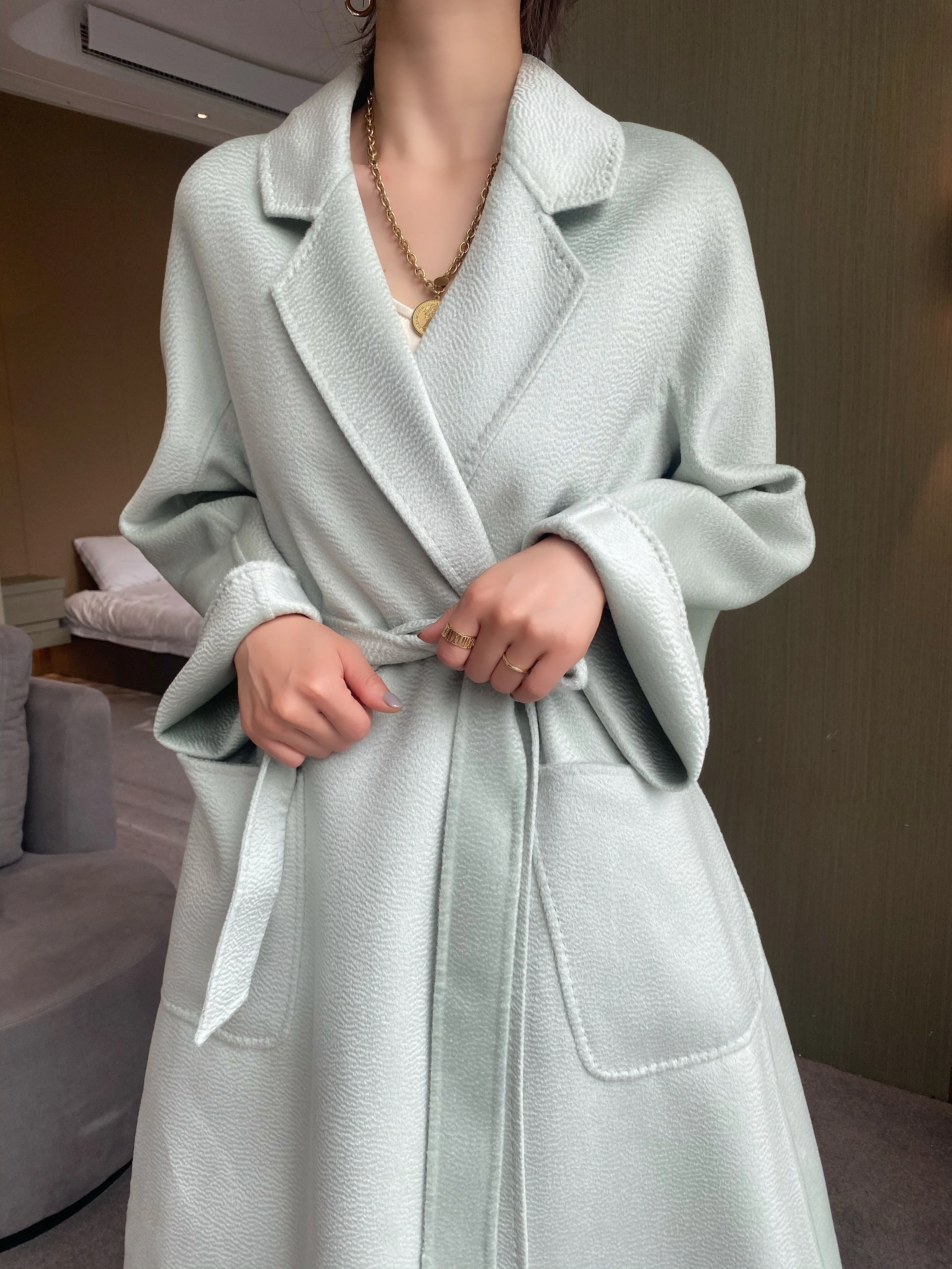 

Стеганое плотное теплое шерстяное пальто, элегантное женское длинное шерстяное пальто, женская осенне-зимняя одежда, Новая ветровка