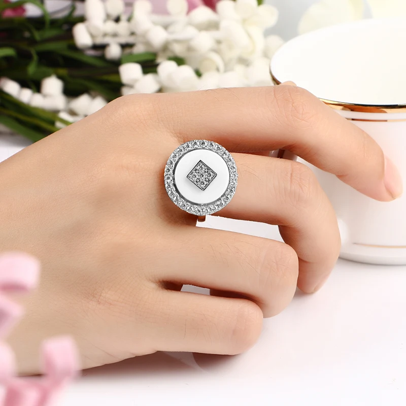 Комплект женских керамических колец и серег гвоздиков шириной 3 мм|Ювелирные