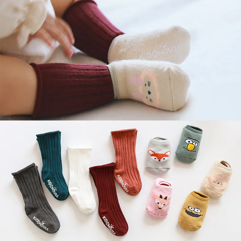 2 Pairs/set Lovely Fox/Rabbit/Deer Kids Baby Socks Knee + Non-slip Floor Girl Boy Toddler Animal Infant Soft Cotton 0-3 Y | Детская