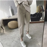 autumn and winter thickened tweed radish harlan pants womens loose and thin leisure straight suit cigarette tube long pants