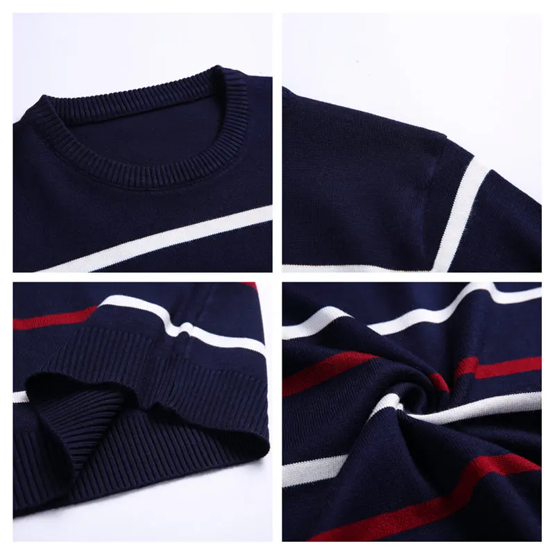

Pullover Men Brand Clothing 2020 Autumn Winter Wool Slim fit Sweater D58 Men Casual Striped Pull Jumper Men