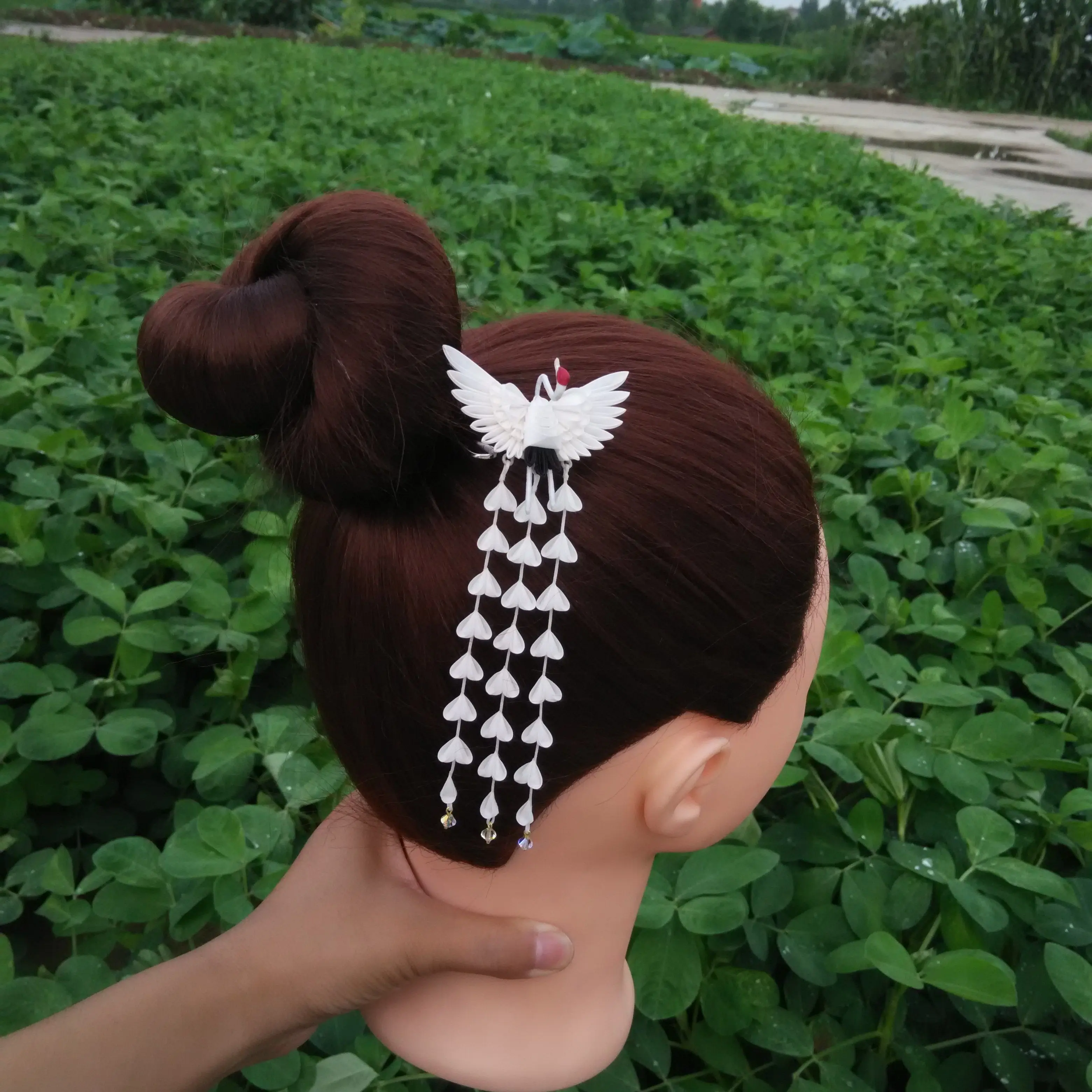 Женская Вуалетка для волос LALAVARA заколки с белым журавлем свадебные аксессуары