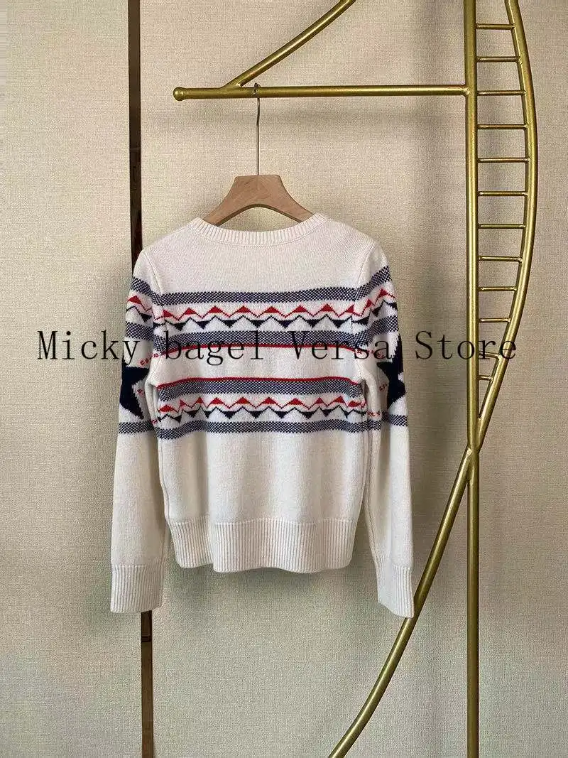 

2021 luxury design letter jacquard fashion women's round neck Pullover temperament versatile loose long sleeve knitted sweater