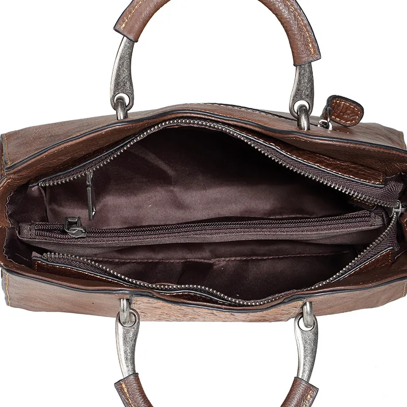 

YourSeason Genuine Leather Ladies Retro Embossing Handbag Cowhide Zipper 2021 Female Casual Floral Totes Shoulder Crossbody Bags