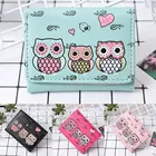 Мини-кошелек тройного сложения из искусственной кожи с рисунком совы для женщин и девочек, кошелек для монет