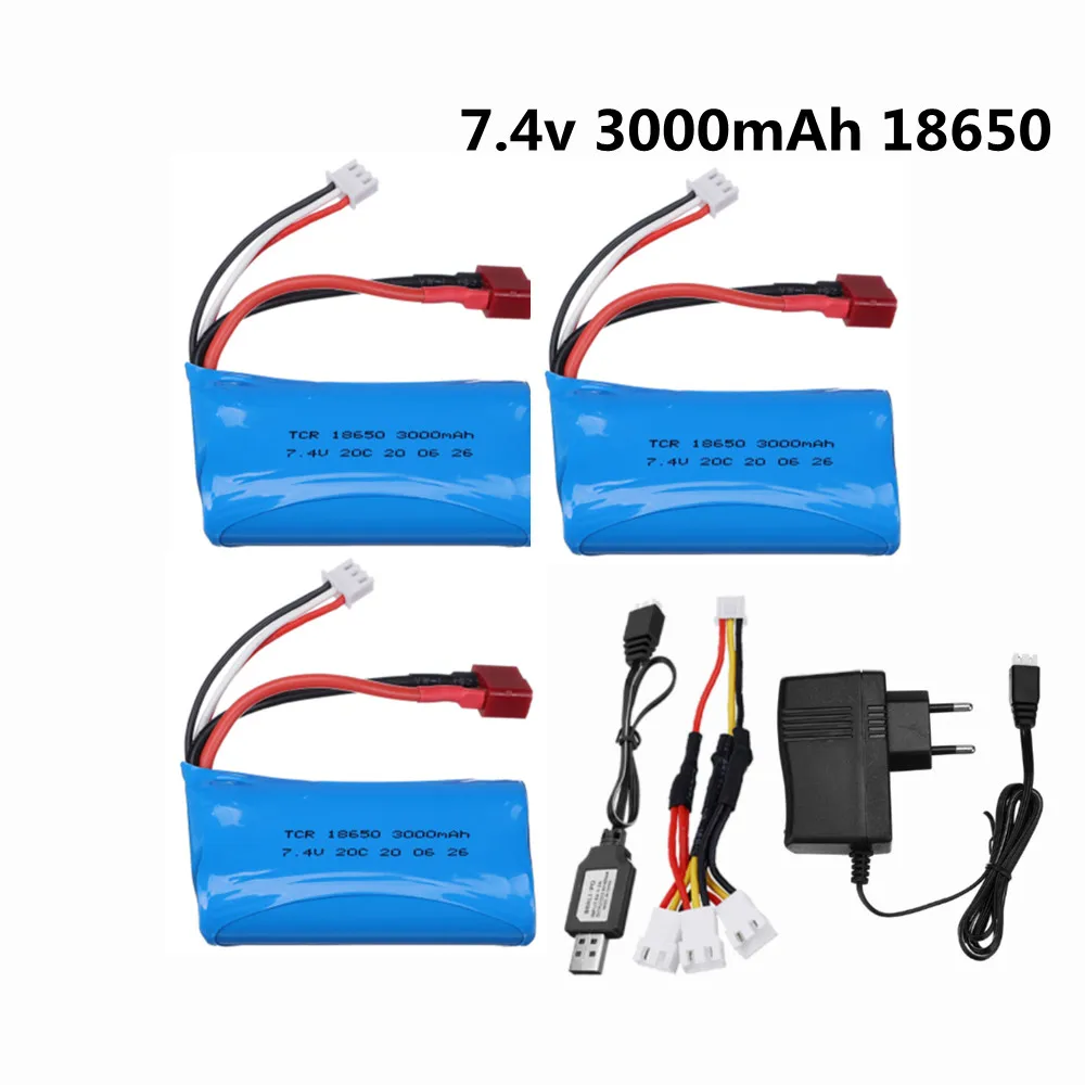 18650 7,4 V 3000MAH 2s lipo зарядное устройство для Wltoys 12423 10428 12429 12401 12402 12402A RC автомобильные запасные части