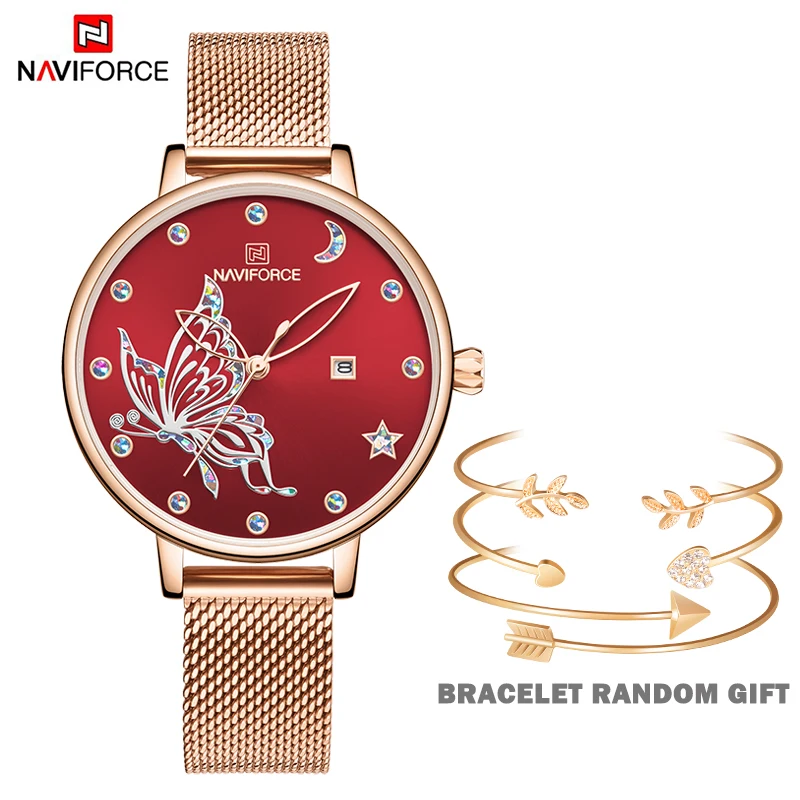 2020 NAVIFORCE Luxury Brand Women Watches Fashion Casual Quartz Ladies wrist watch Steel strap Waterproof Clock Relogio Feminino | Наручные