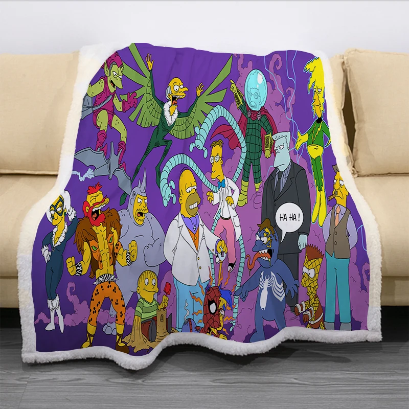 

Cute Cartoon The Simpsons 3D Printed Fleece Blanket for Beds Thick Quilt Fashion Bedspread Sherpa Throw Blanket Adults Kids