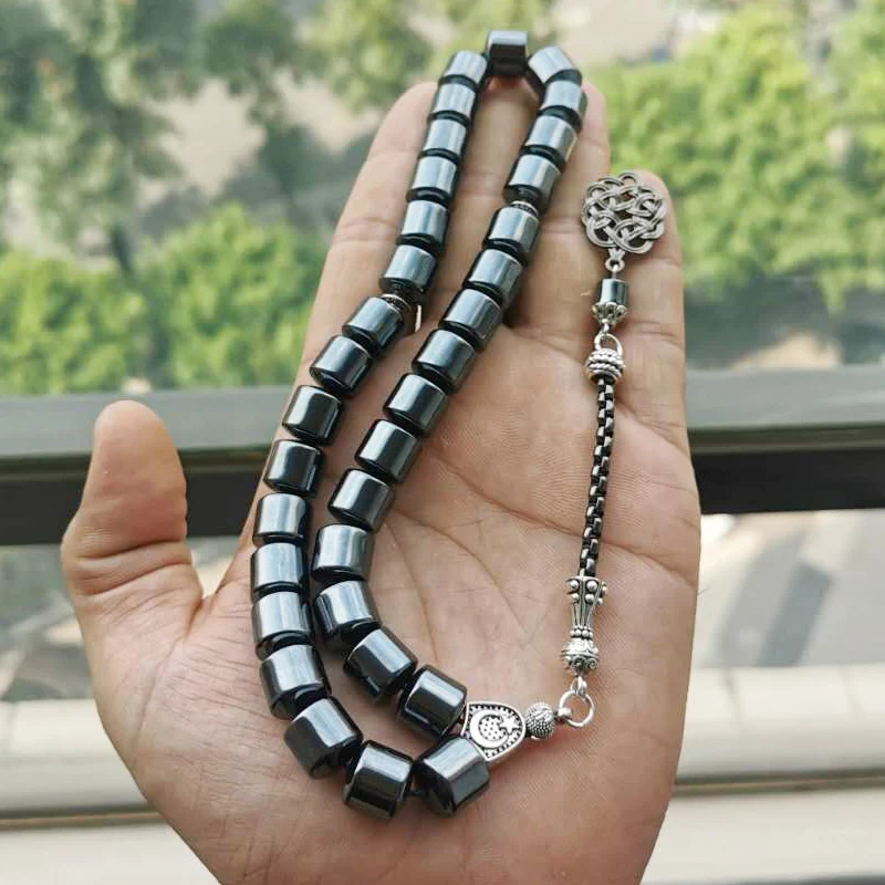 Натуральный гематитовый камень Tasbih способствует циркуляции крови misbaha 33 бусины