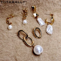 totasally hot simulated pearl earrings for women vintage baroque irregular pearl statement earrings stars party jewelry dropship