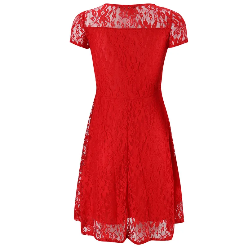 Женское повседневное кружевное платье элегантные летние платья с круглым